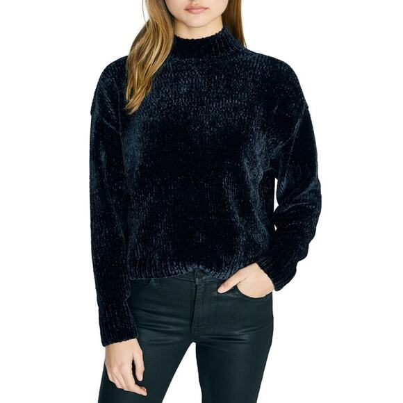 Sanctuary Chenille Mock Neck Sweater in NAvy Size XL - Picture 1 of 7